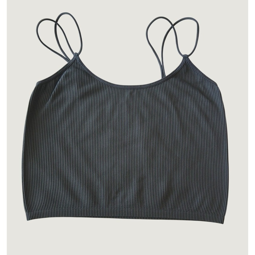 GB Ribbed Seamless Double Strap Camisole Top Charcoal Gray M/L GB1203EAD 1496
